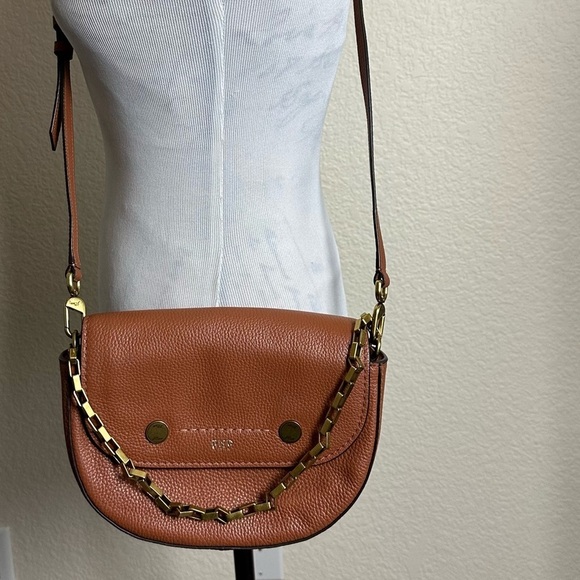 J Crew Bristol Crossbody Bag Camel Brush Gold Chain Handbag Personalized - Picture 12 of 16